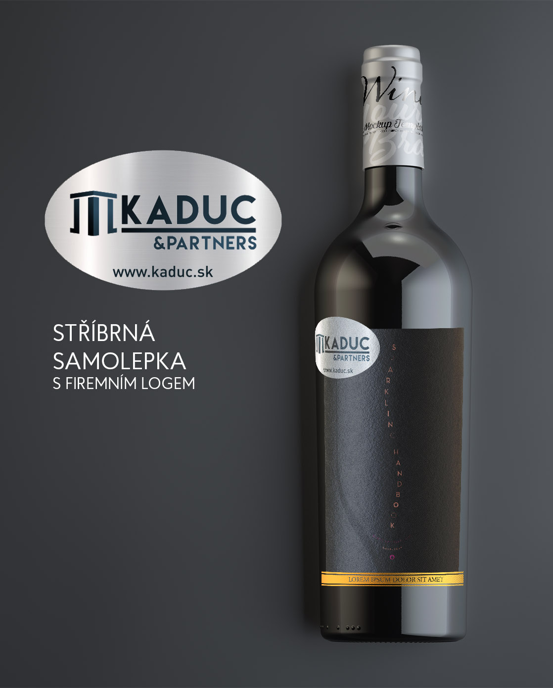 STŘÍBRNÁ SAMOLEPKA s firemním logem